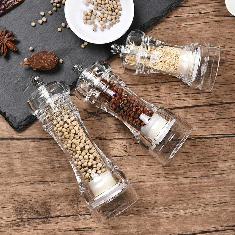 Acrylic Combo Pepper Mill and Salt Shaker with Adjustable Coarseness Ceramic Mechanism, Easy To Use Transparent Grinding Tools Oasis Select