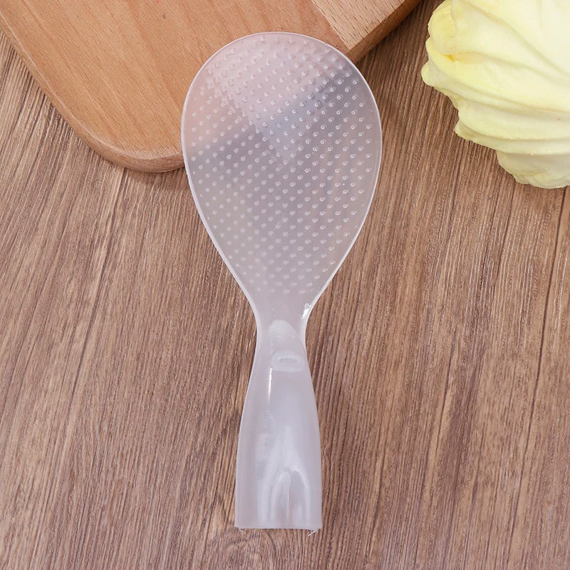 1Pc Vertical Rice Spoon Plastic Non‑Stick Rice Scoop Transparent Thick High Temperature Resistant Rice Cooker Rice Shovel Oasis Select White