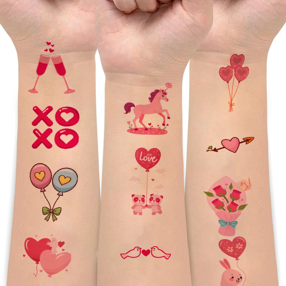 63-Piece Waterproof Temporary Tattoo Stickers – Bears & Cartoons