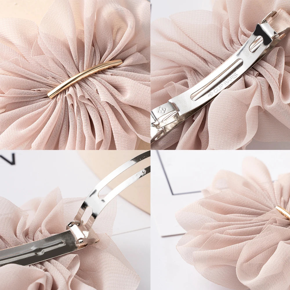 Big Spring Hair Claw Clips Women Metal Chiffon Flowers Ponytail Holder Hairpin Barrettes Fashion Girls Hair Accessories Hairgrip Oasis Select