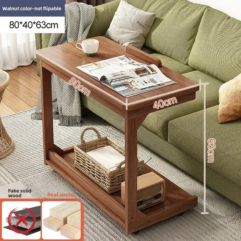 Multi-functional Removable flip solid wood edge few living room household side table sofa small coffee table sturdy and durable Oasis Select Walnut C