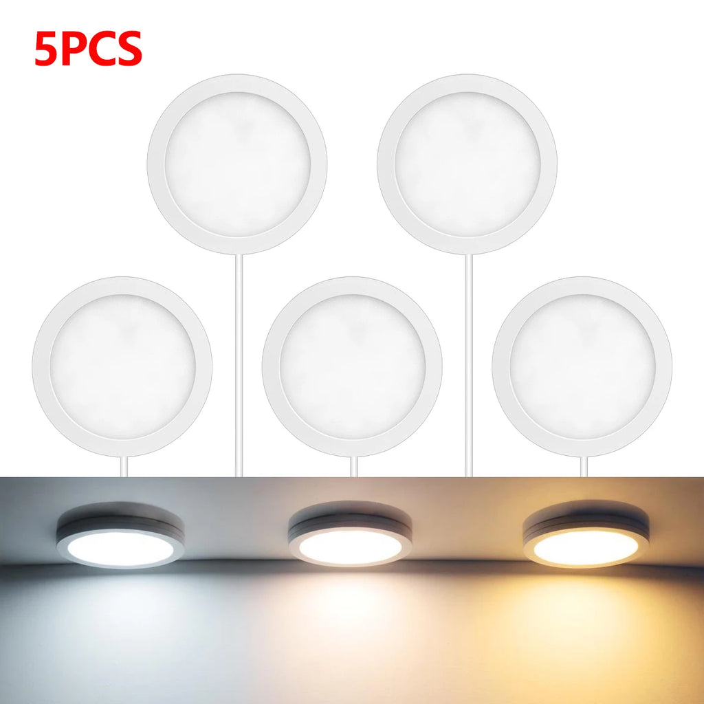 LED Night Light 1-10piece Puck Lights USB Plug for Under Cabinet Collection Closet Wine Case Wall Ceiling Decorative Lighting Oasis Select Neutral White 5Pcs LED Light