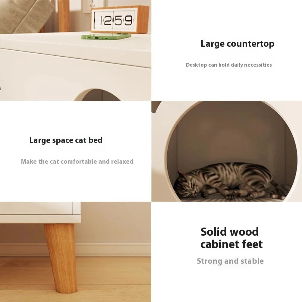 Wooden Cat Nest Bedside Tables Multi Functional Cat Nest Four Season Simple Storage Locker Nightstands Bedroom Furniture Oasis Select
