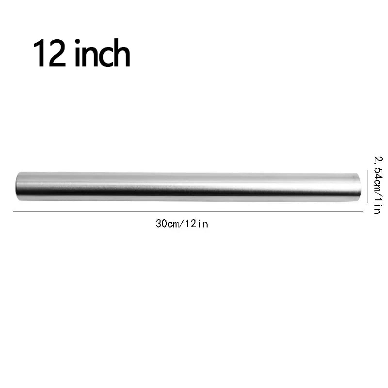 20/25/30cm Stainless Steel Household Rolling Pin Non-stick Roller Dough Baking Pizza Pastry Embossed Rolling Pin Kitchen Tool Oasis Select 1PC 12Inch