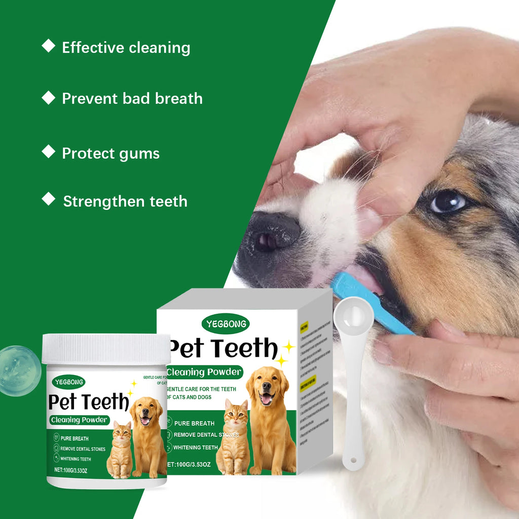 YEGBONG Pet Teeth Cleaning Powder – Plaque & Fresh Breath 100g Pet Dental Powder Oasis Select