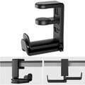 PC Gaming Headphone Stand Headset Hook Holder, Hanger Mount With Adjustable 360° Rotating Arm Clamp, Desk Mount Universal Bag Oasis Select Double Hook Black