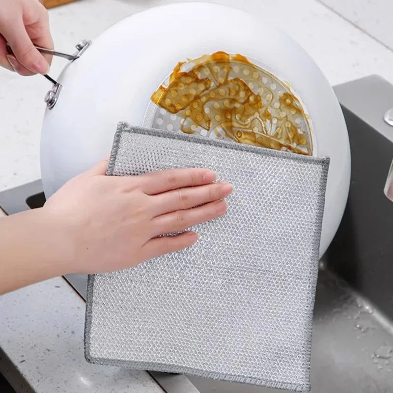 Non-Scratch Wire Dishcloth – Reusable Steel Wool Scrubber Kitchen Scrubber Cloth Oasis Select