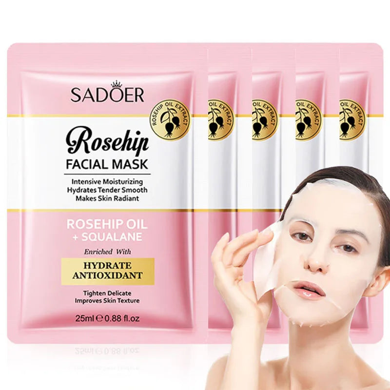 SADOER Rosehip Face Mask – Moisturizing, Brightening & Firming Facial Sheet Mask Oasis Select