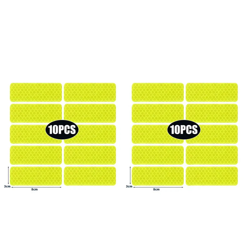 10/20/30pcs Reflective Strips Night Safety Warning Bicycle Motorcycle Stickers Motorbike Helemet Side Panels Decals Decoration Oasis Select 20pcs Yellow
