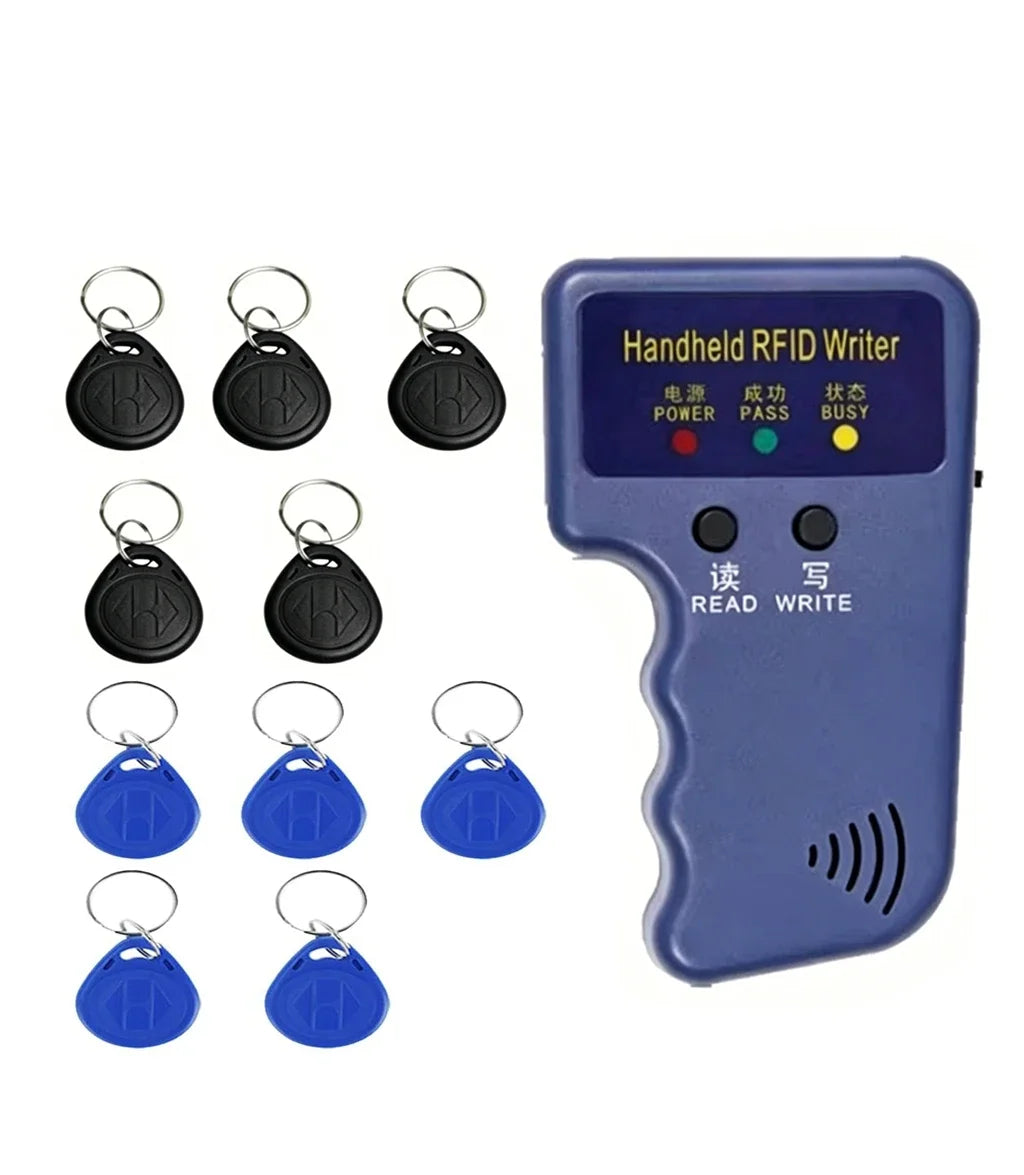 Original Handheld 125kHz RFID Duplicator Reader Writer Copier for T5577 EM4305 + 10PCS Blank T5577 Keyfobs Oasis Select 5blue 5black