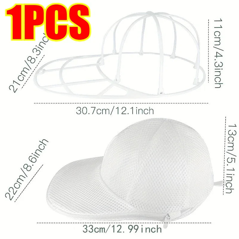 Portable Hat Washing Protection Bag, Anti-Deformation Baseball Cap Cleaning Bag, Washable and Machine Washable - Soft Mesh Stora Oasis Select 1PCS-White