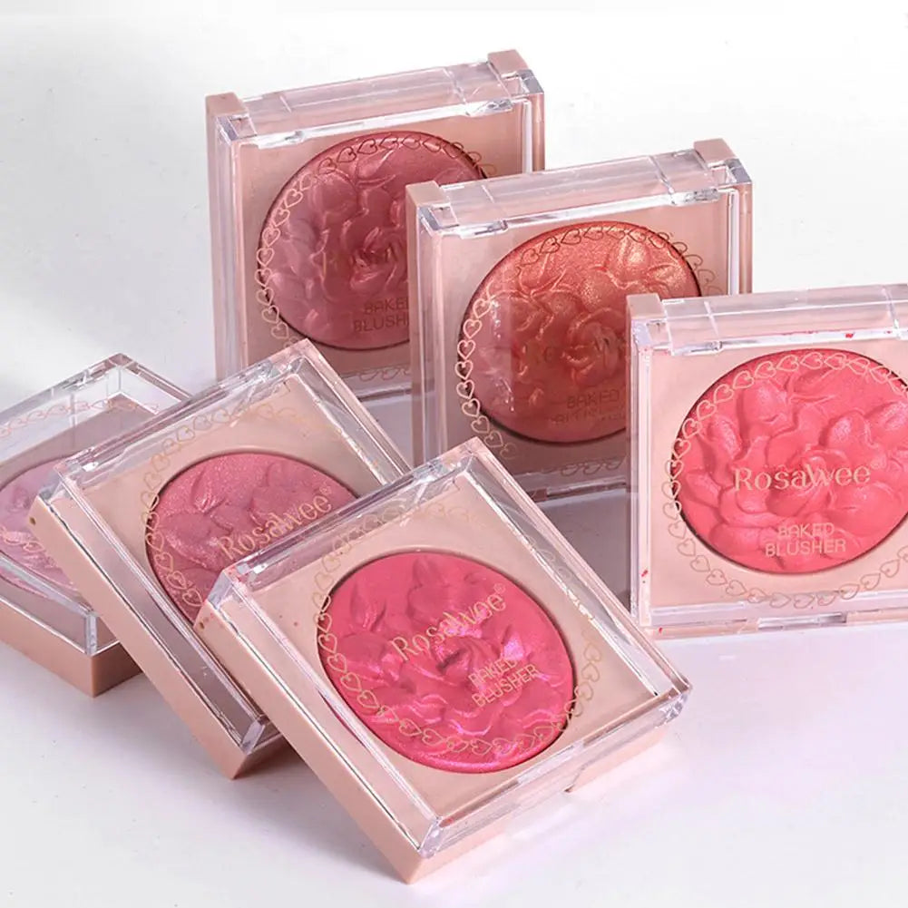 Embossed Blush Highlighter Palette Pearlescent Shimmer Blusher Baked Powder High Gloss Peach Facial Cheek Brightening Rouge Oasis Select
