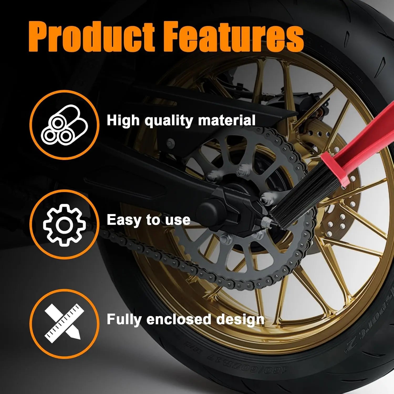 Bike Chain Cleaner Motorcycle Chain Brush Double Ended Nylon Bristles Bike Gear Maintenance Easy Scrub Durable Tool Oasis Select