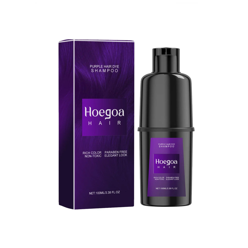 HOEGOA Herbal Hair Dye Shampoo – Black Brown Red Purple Hair Dye Shampoo Oasis Select Purple