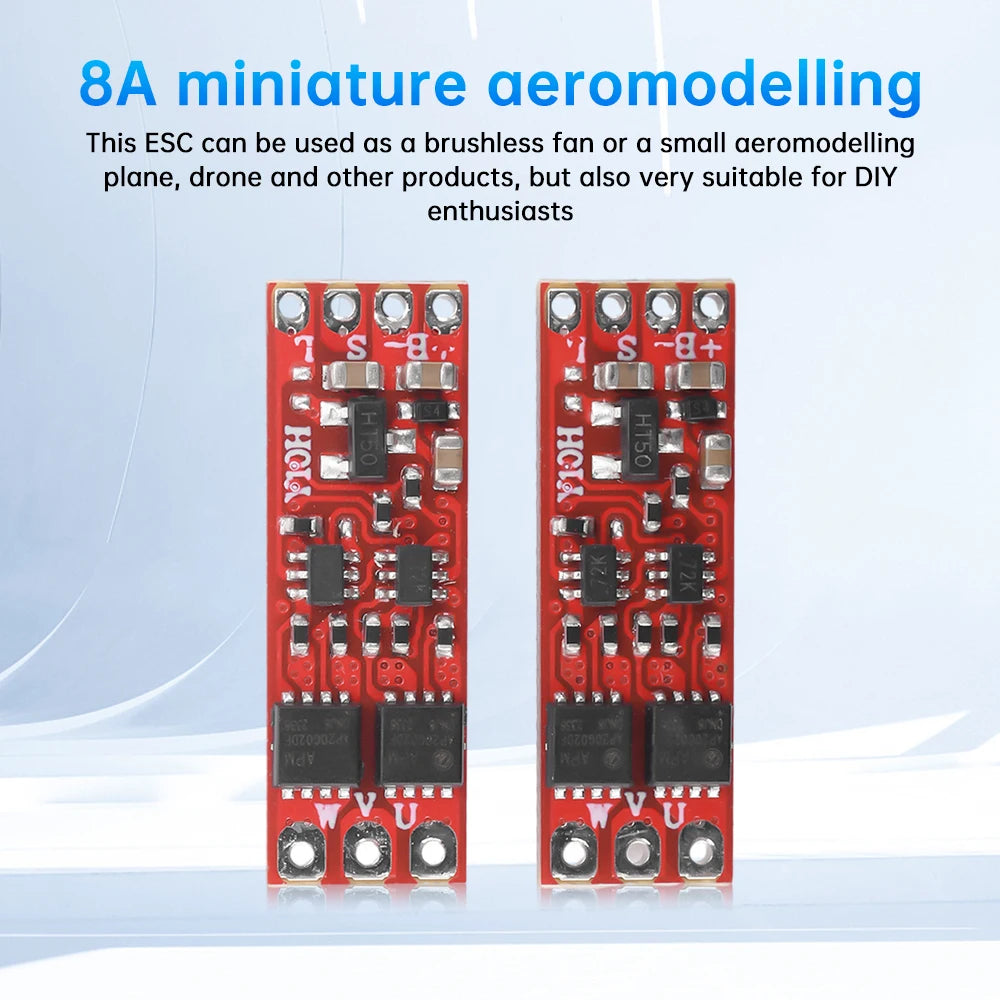 2S-3S DC5V-16V 8A Micro Air Model Brushless ESC Brushless Motor Speed Controller for 1104 1106 1306 1407 1503 Brushless Motor Oasis Select