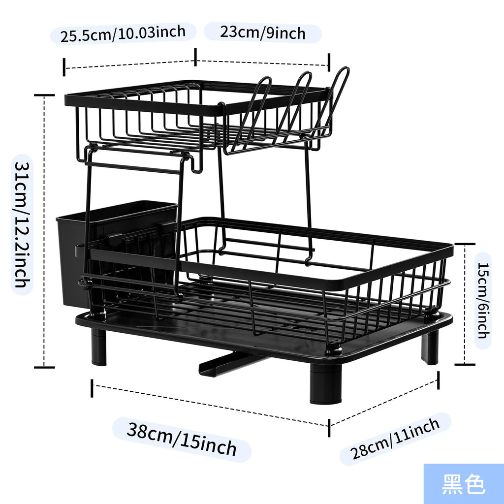 Kitchen Drain Dish Shelf Household Bowls, Chopsticks, Knives and Forks Storage Rack Cup Rack Countertop Drying Dish Shelf Drain Oasis Select black