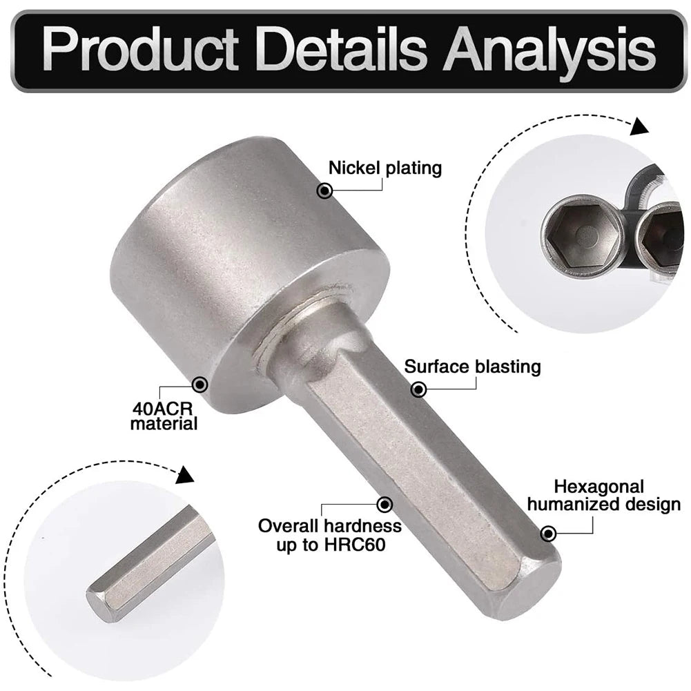 9/14-Pc Hex Nut Driver Socket Bit Set 5–13mm | 1/4" Hex Shank Nut Driver Bit Set Oasis Select