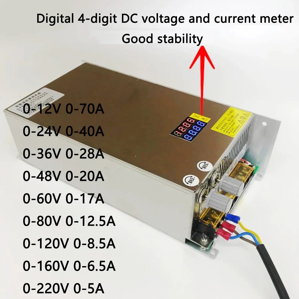 Digital Display AC DC 12V 24V 36V 48V Switching Power Supply 1000W Adjustable Transformer 60V 80V 120V 160V 220V LED Driver Oasis Select 0-60V 0-17A