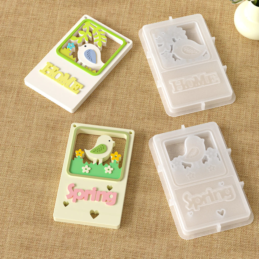 Plaster Craft Mold White Flower Hanging Silicone Mold Birdhouse Pendant Mold Lightweight For Home Decoration Easter Celebrations Oasis Select