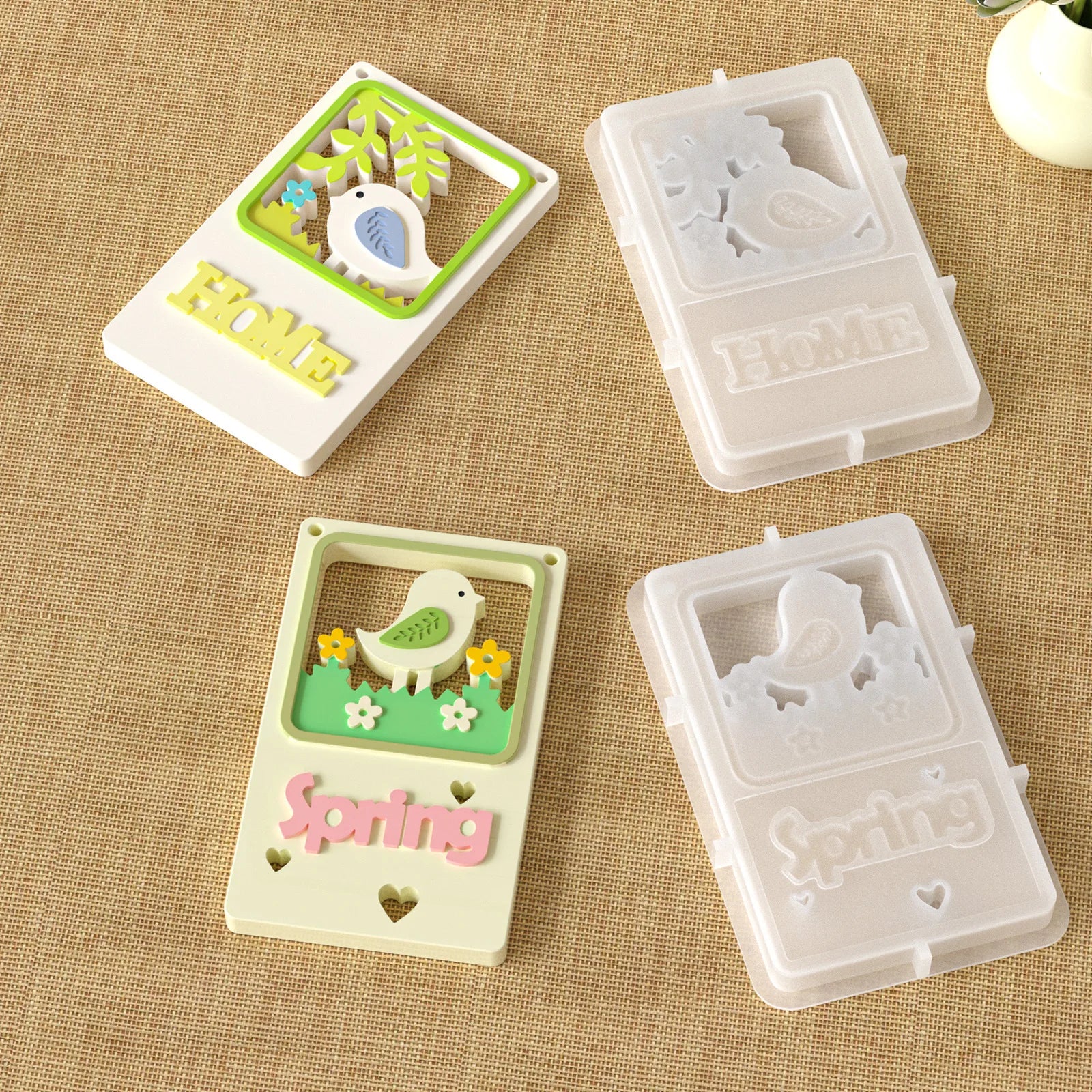 Plaster Craft Mold White Flower Hanging Silicone Mold Birdhouse Pendant Mold Lightweight For Home Decoration Easter Celebrations Oasis Select