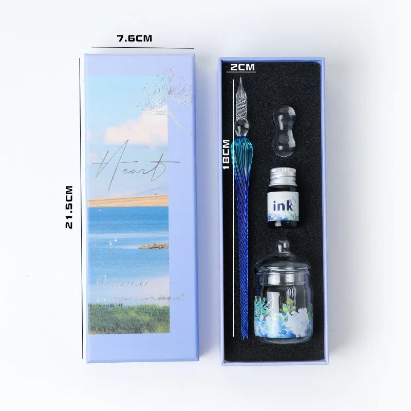 Starry Sky Glass Pen Set Signature Pen Crystal Student Dip Pen Glass Dip Pen Stationery Gift Pen Oasis Select 18