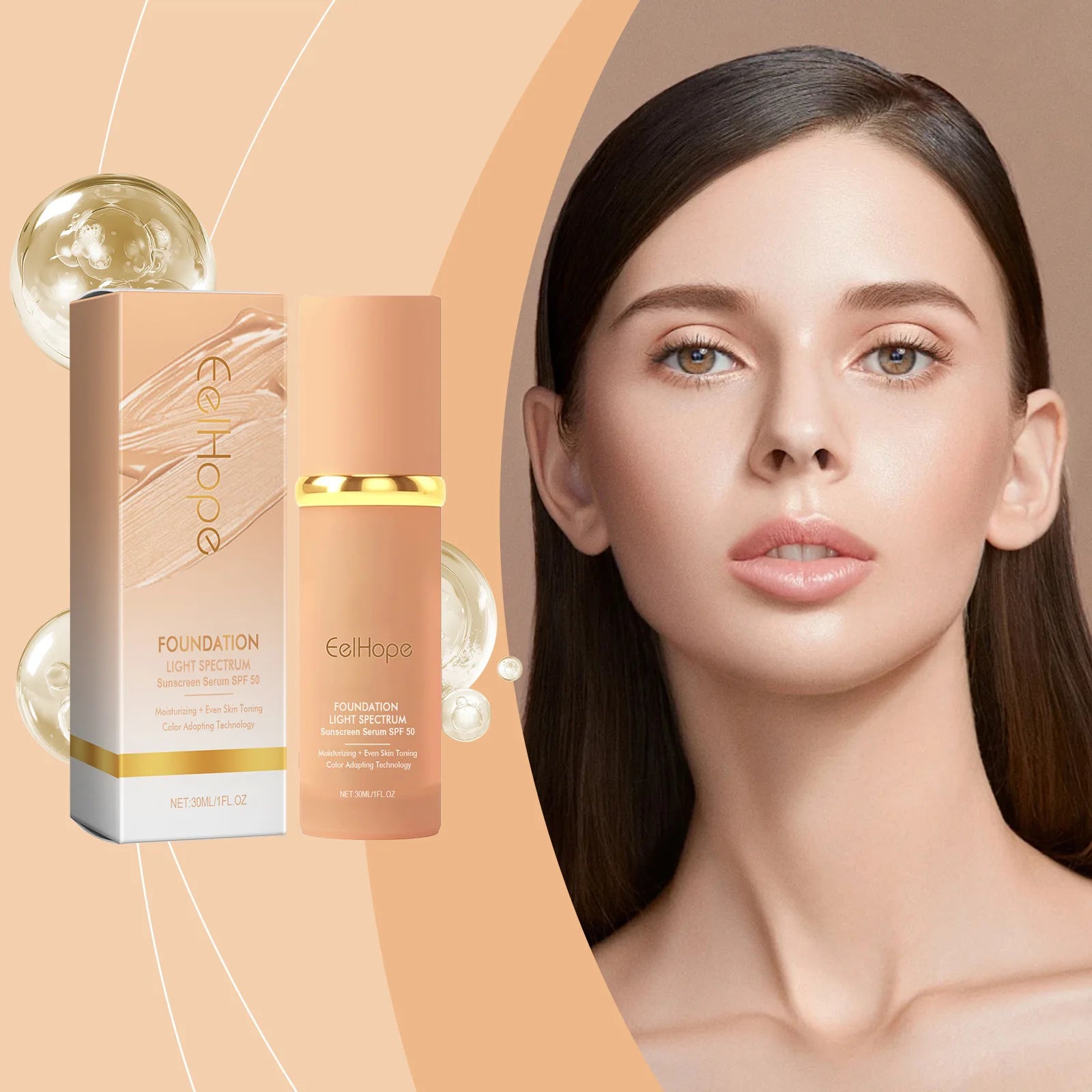 Eelhope 4-in-1 Foundation SPF 50 Full Coverage Concealer Primer Liquid Foundation Oasis Select