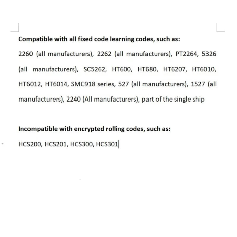 433MHZ Cloning Duplicator Key Remote Control Controller Universal Clone Learning Code Fixed Code For Gate Garage Door Oasis Select