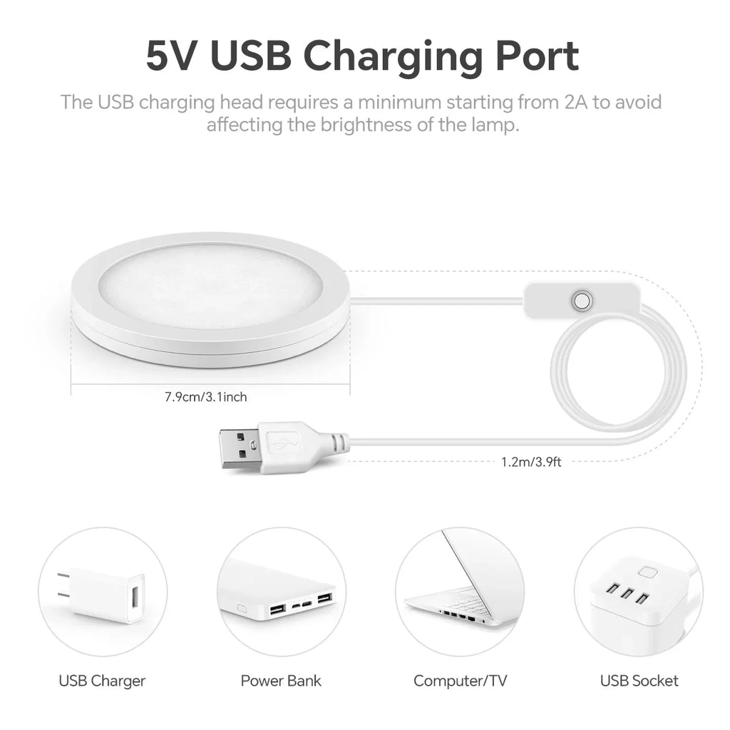 LED Night Light 1-10piece Puck Lights USB Plug for Under Cabinet Collection Closet Wine Case Wall Ceiling Decorative Lighting Oasis Select