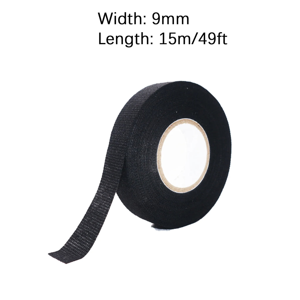 49/98Ft Electrical insulating tape soundproof heat-resistant 9-50MM automotive cable harness fabric shock-absorbing velvet tape Oasis Select 9MM 49Ft 0.3mm