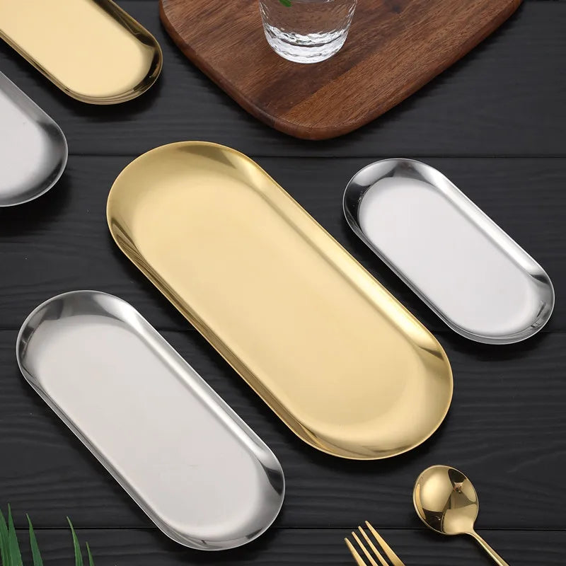 Nordic Heart Stainless Steel Dessert & Fruit Plate | Gold Silver Stainless Steel Plate Oasis Select