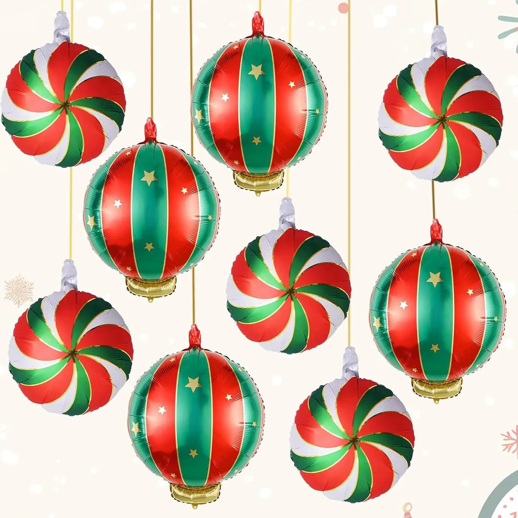 9-Piece Christmas Lollipop Foil Balloon Set | Xmas Party Decor