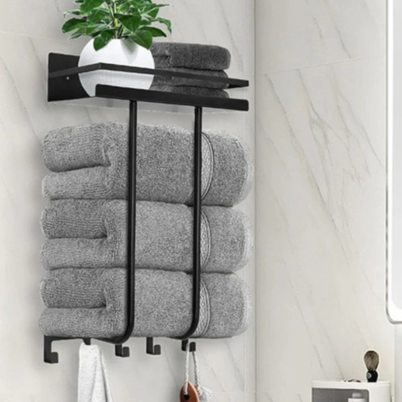 Towel rack Bathroom wall rack Wrought iron toilet wall-mounted bath towel towel storage rack Oasis Select