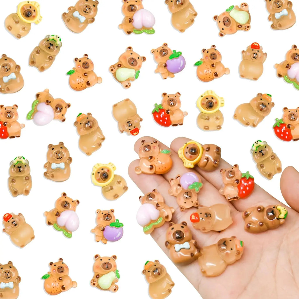 5PCS Luminous Capybara Mini Resin Animals Figurines Desktop Tabletop Outdoor Craft Decor for Miniature Garden Home Accessories Oasis Select