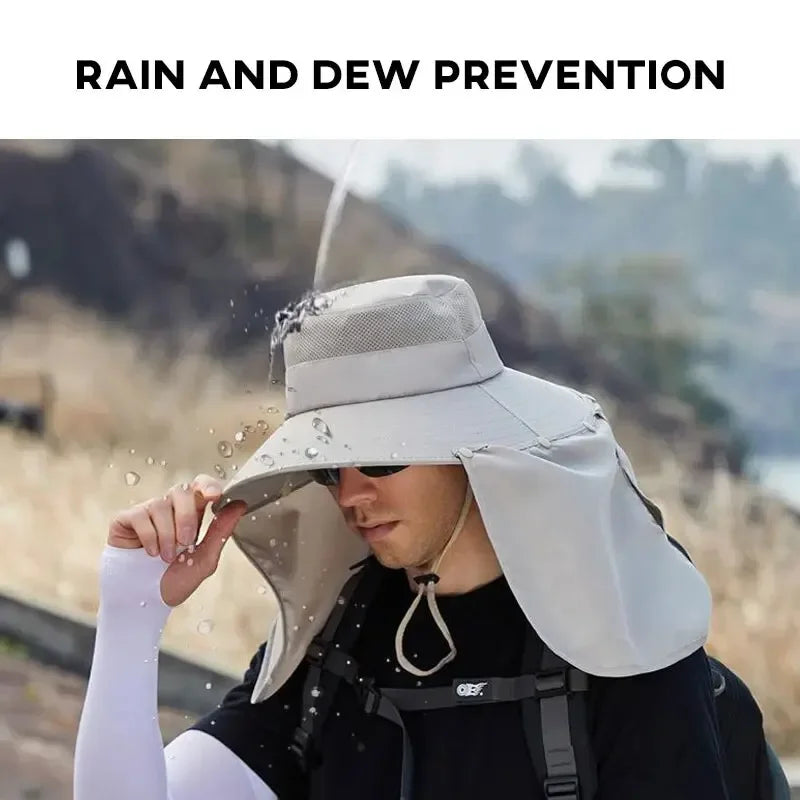 Fishing Hat for Men Summer Outdoor Sun Protection Cap with Neck Flap Wide Brim Fisherman Hat for Hiking Camping Beach Oasis Select