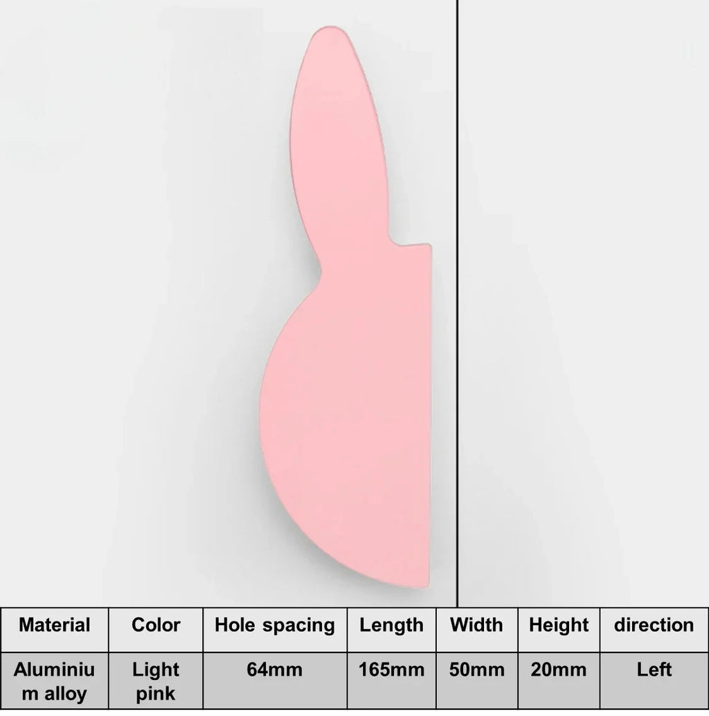 Love Rabbit Cartoon Children's Room Handle Color Matching Cabinet Door Handle Kitchen Cabinet Shoe Cabinet Wardrobe Door Handle Oasis Select Light pink Left165mm