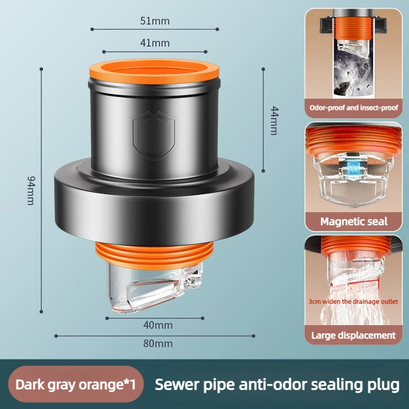 Floor Drain Check Valve Anti Reflux Odor Sealing Plug Ring, Kitchen Sink Drainage Pipe Sealing Cover Sealing Device Oasis Select Dark gray Orange Pipeline deodorizer J10102