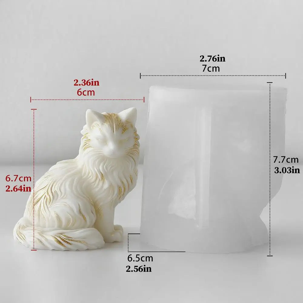 Maine Coon shaped Silicone Mold 3D Cat Design For DIY Candles Soaps Chocolates Resin Etc., Perfect As A Gift Or Home Decoration Oasis Select B