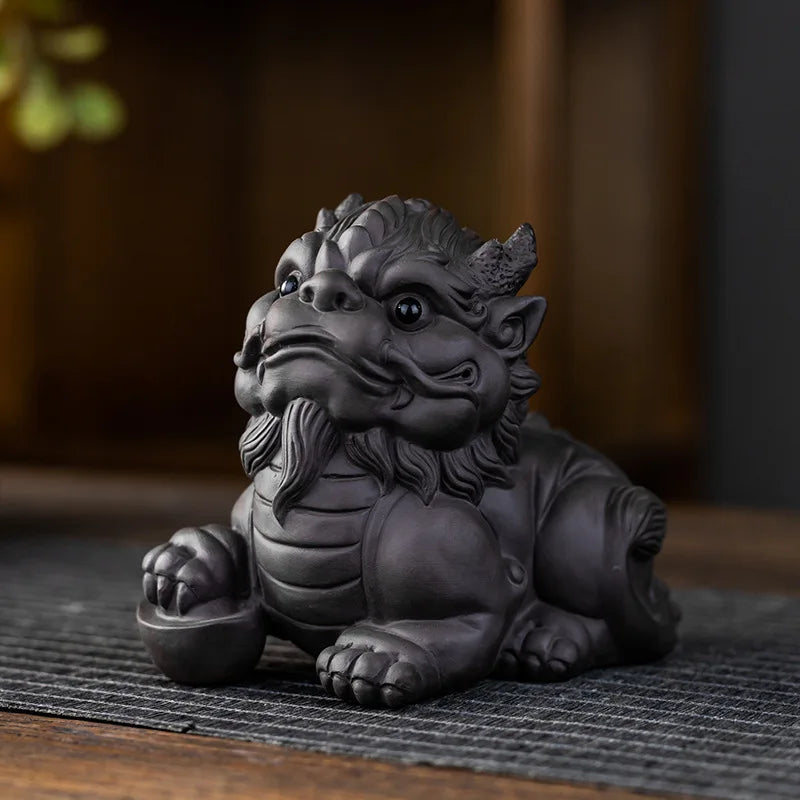 Lucky Pixiu Purple Clay Tea Pet Tea Play Nurturable Home Office Ceramic Desktop Decoration Tea Tray Tea Table Small Accessories Oasis Select