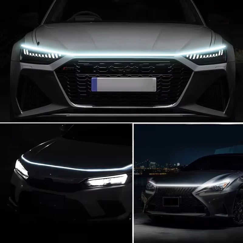 12V LED Car Hood DRL Light Strip with Turn Signal & Scan Effect