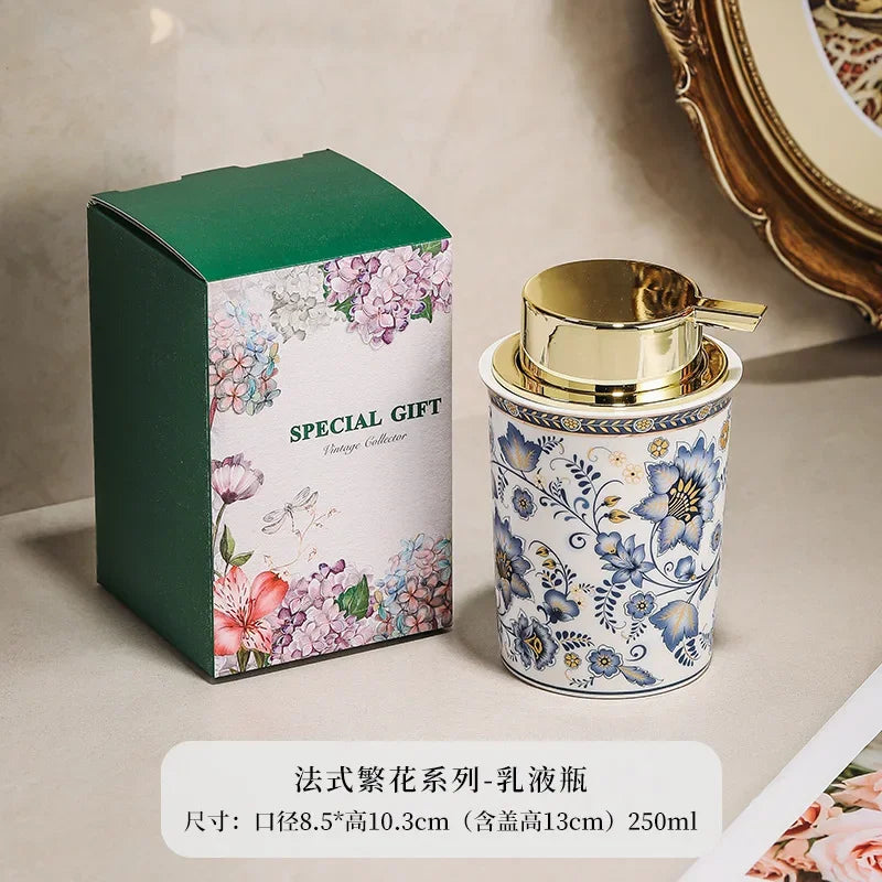 250ML Color Pattern Ceramic Lotion Bottle Facial Cleanser Foamer Home Makeup Remover Shampoo Storage Bottle Bathroom Accessories Oasis Select A 250ml