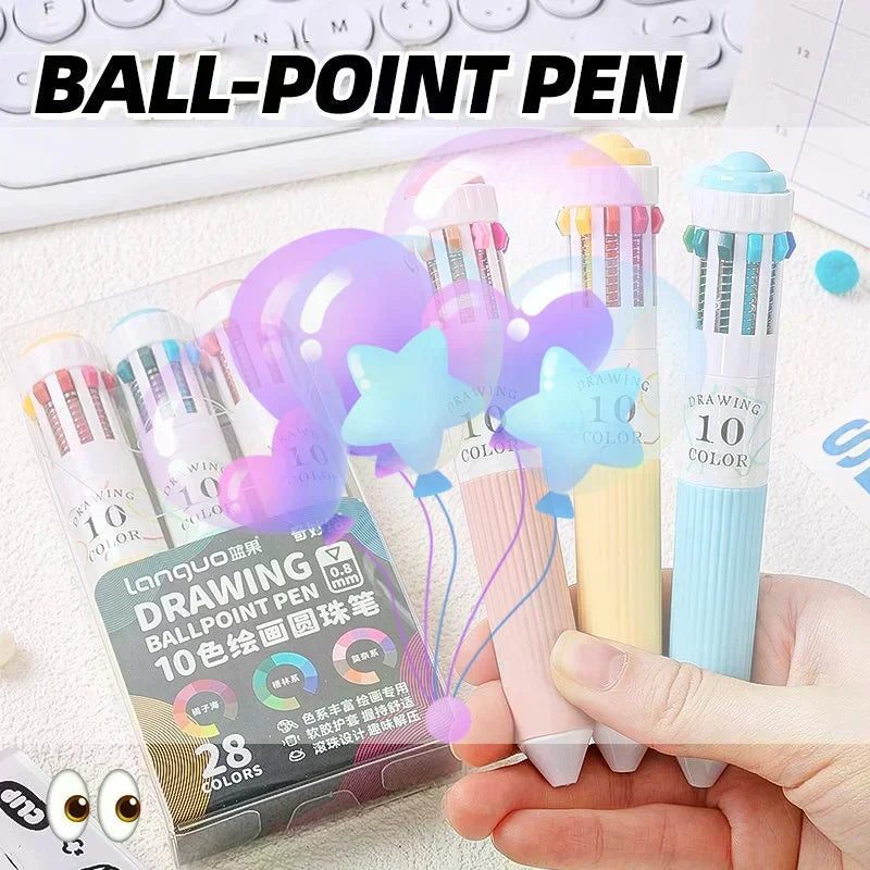 28 Color Ballpoint Pen 0.8mm Soft Grip Press Multicolor Writing Pen For Drawing School Supplies Stationery Oasis Select