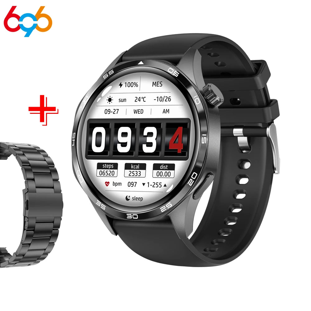 Men Round Smart Watch Sports Blue Tooth Call Health Watches Waterproof GPS Motion Trajectory Compass Voice Assistant Smartwatch Oasis Select BKBKS A BK3M