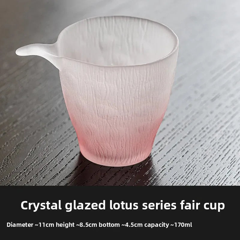 Pink Glass Tea Set Home High Temperature Gaiwan Fair Cup Teacup Set Chinese Exquisite Teaware Set Boutique Beauty Tea Infuser Oasis Select A--1pc