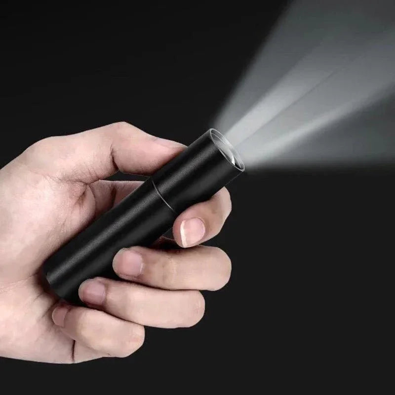 Mini Portable LED Flashlight USB Rechargeable Small Pocket Light Built In Battery Fixed Focus Zoomable Camping Searching Lantern Oasis Select