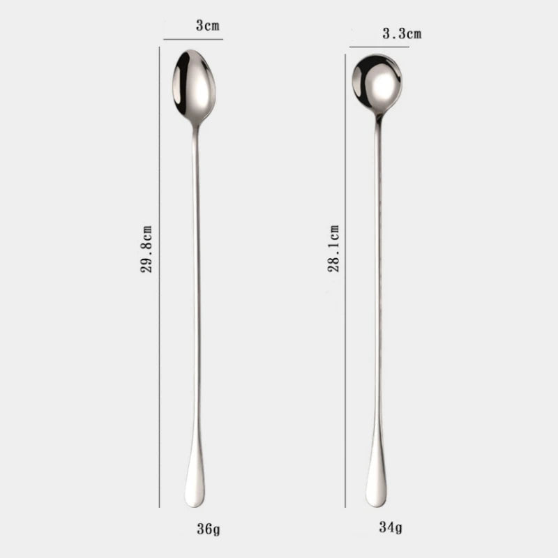 2pcs 30CM Long-handled Stainless Steel Coffee Spoon, Ice Cream Spoons Tea Stirring Spoon Holiday Kitchen Tableware Gift Oasis Select