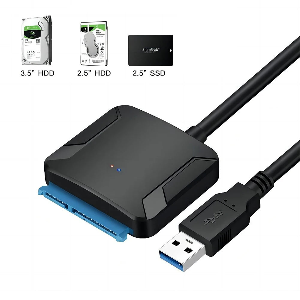 SATA to USB 3.0 Adapter Cable – HDD SSD 2.5"/3.5" + 12V Power