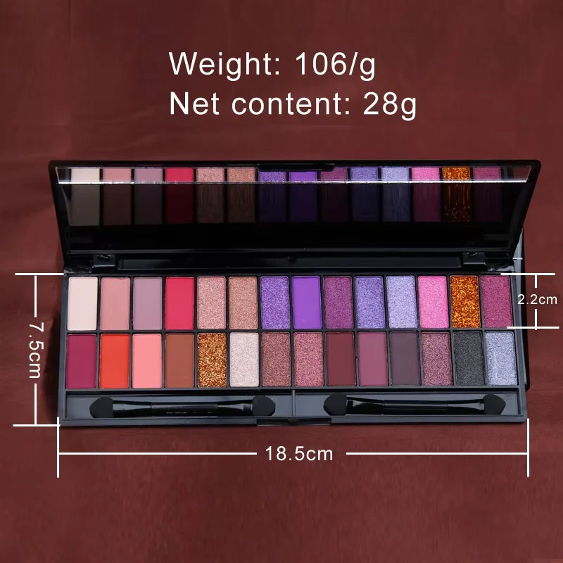 28-Color Eyeshadow Palette | Nude Matte Glitter Earthy Tone Highly Pigmented Waterproof Brown Shimmer | Y2K Valentine's Day Gift Oasis Select