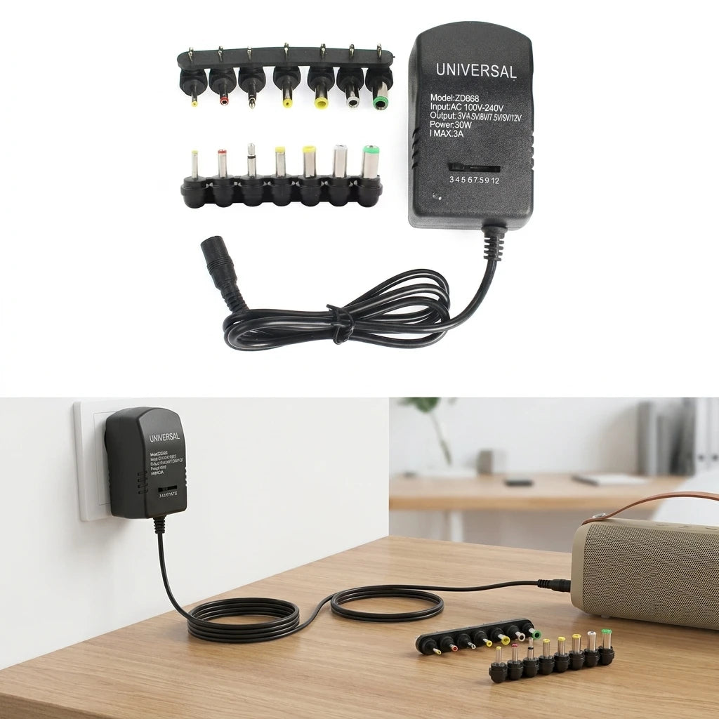 Multi Voltage Adjustable Adapter Power Supply Charger AC 220V to DC 3V-12V Converter EU/US Plug 7-30W for Electronic Devices Oasis Select
