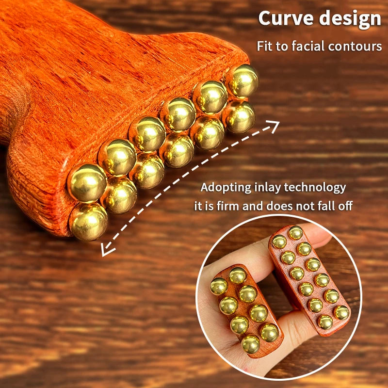 Brass Gold Bead Facial Fascia Lifting Tool Cheek Beauty Massage Gua Sha Lymphatic Drainage Massager Trigger Point Relaxation Oasis Select