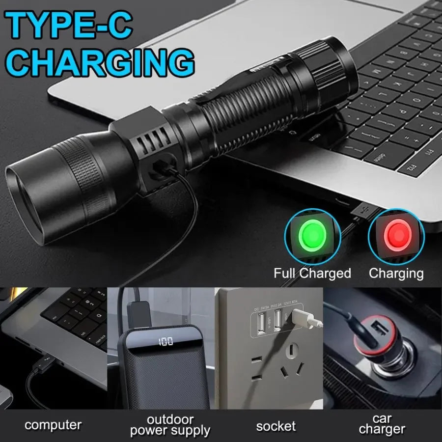 Multifunctional USB Rechargeable 7 Lighting Modes Flashlight Red/White/UV Light LED Super Bright Torch Magnetic Work Light 1 PC Oasis Select